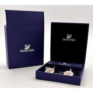 SWAROVSKI Crystal Rhodium Plated Nila Light Peach Oval Hook Earrings NEW